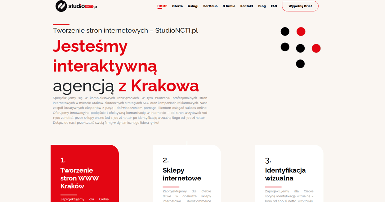 Obecna wersja strony StudioNCTI po przebudowie