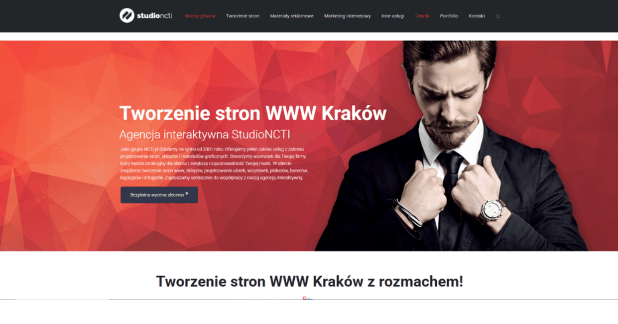 Poprzednia wersja strony StudioNCTI przed przebudową